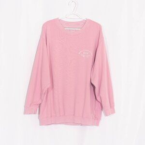 AERIE Pink Crewneck Reverse Stitch Graphic Pullover Sweatshirt Size XL